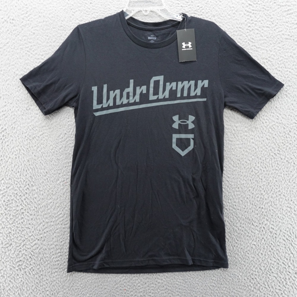 Under Armour Mens Baseball Script Graphic T-Shirt Black Size Small NEW